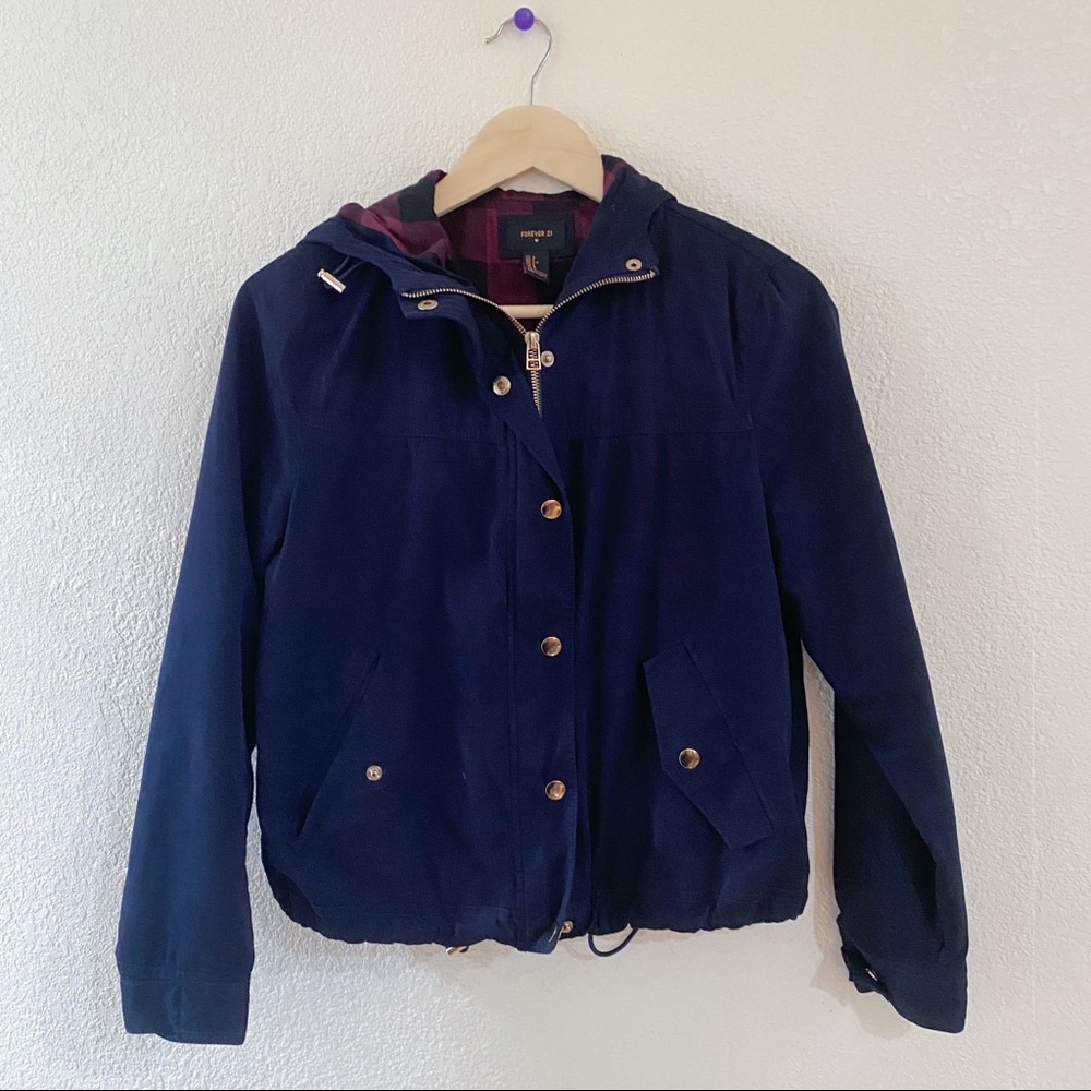 Forever 21 navy utility zip jacket